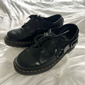 Dr Martens Fulmar Smooth Leather Buckle Shoes (Black). Size 7US Women / 38EU.